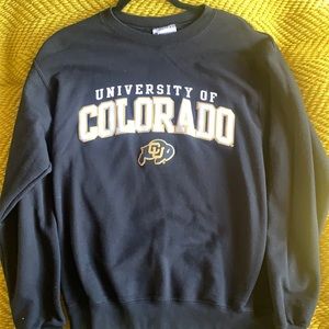 BLACK Champion University of Colorado crew neck sweatshirt With CU Buffalo logo